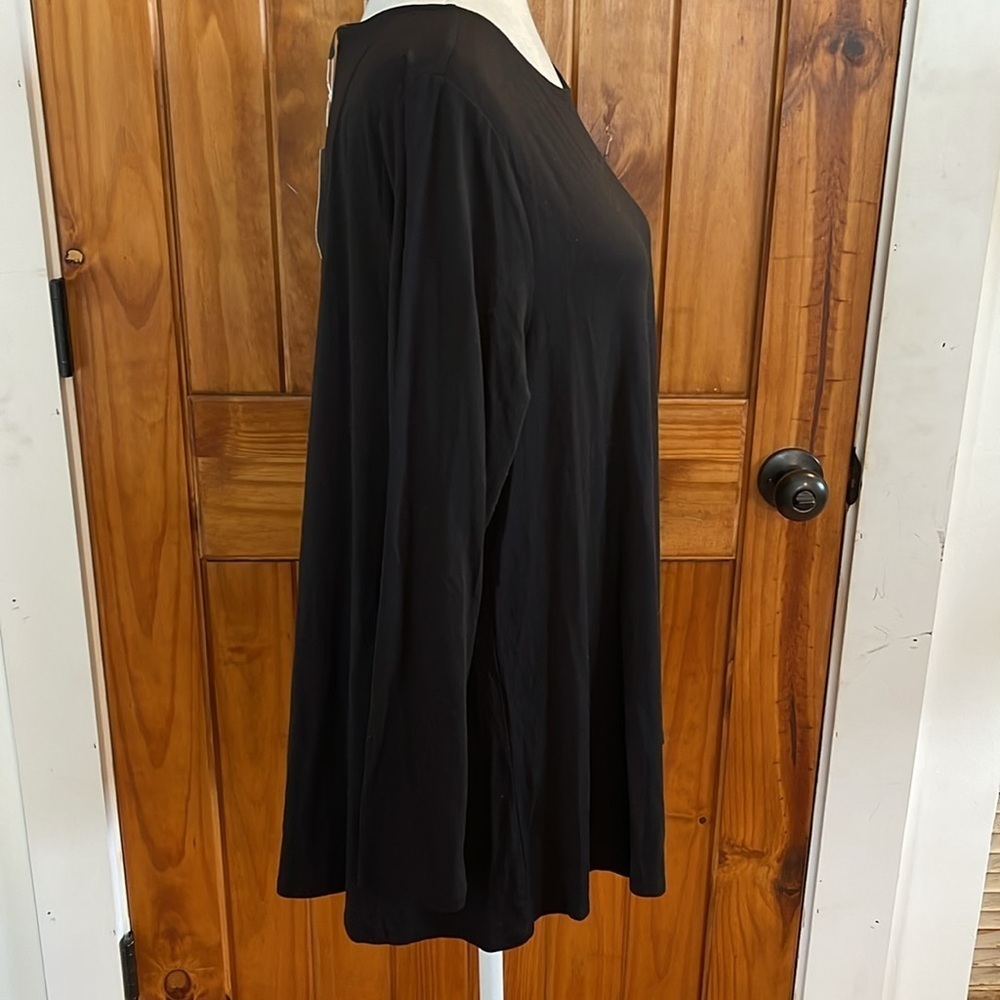 Eileen Fisher Black knit Jewel Neck Long Sleeve Swing Top XL NWT - Picture 2 of 8